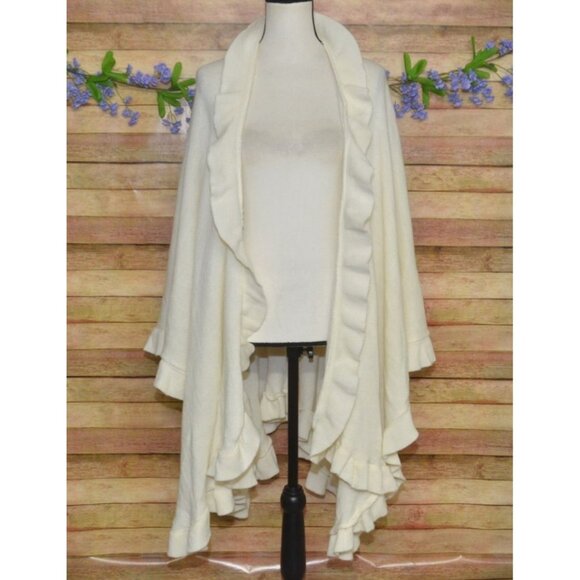 Croft & Barrow Women's Cream Cape Shawl Wrap Cardigan Sweater One Size Neutral - Picture 7 of 10